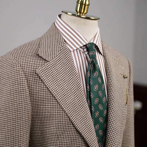 Brown Houndstooth Wool Blazer and Wool Suit – Classic Men’s Wool Blazers Plus Size